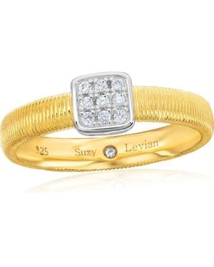 Suzy Levian Golden Helix Cubic Zirconia Square Coil Ring - Yellow