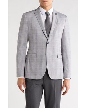 John Varvatos Plaid Two-Button Sport Coat - Gray