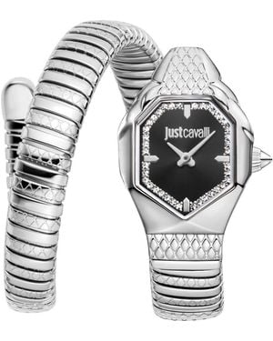 Just Cavalli Glam Snake Wraparound Bracelet Watch, 22Mm X 34.5Mm - Metallic