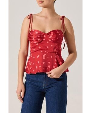 Astr Selina Peplum Corset Top - Red