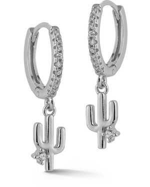 Glaze Jewelry Cactus Charm Huggie Earrings - White
