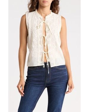 Joie Tie Front Sleeveless Cotton Top - Natural