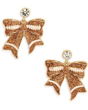 Leith Football Bow Drop Earrings - White