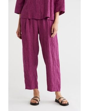 Eileen Fisher Organic Linen Cropped Lantern Pants - Red