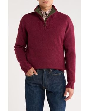 Barbour Nelson Essential Wool Half Zip Sweatshirt - Red