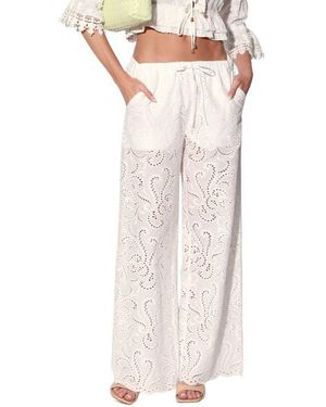 Walter Baker Lysander Eyelet Wide Leg Pants - White