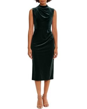 DONNA MORGAN FOR MAGGY Mock Neck Velvet Midi Dress - Black