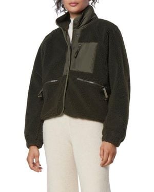 Marc New York Mixed Media Fleece Zip Jacket - Black