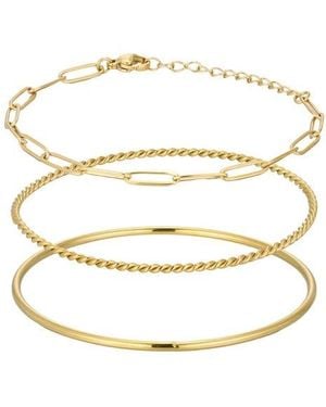 Adornia Set Of 3 18K Plated Chain & Bangle Bracelets - White