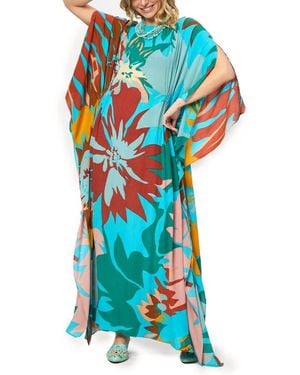 Saachi Floral Vacation Kaftan Dress - Blue
