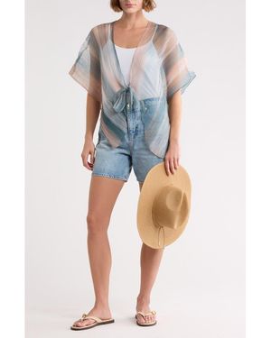 BCBGeneration Ombré High-Low Topper & Hat Set - Blue