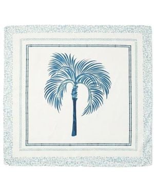 Nicole Miller Palm Tree Satin Scarf - Blue