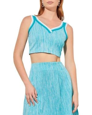 Ming Wang Sleeveless Knit Crop Top - Blue