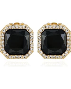 Tahari Crystal Clip-On Stud Earrings - Black