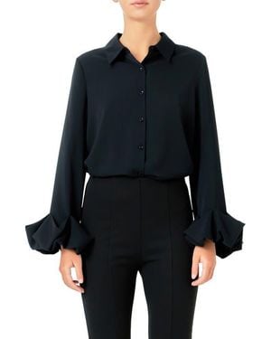 Endless Rose Bubble Cuff Shirt - Blue
