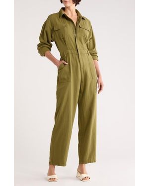 GOOD AMERICAN Oversize Long Sleeve Lite Jumpsuit - Green