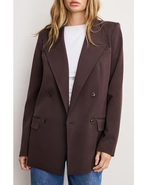 GOOD AMERICAN Essential Double Breasted Blazer - Brown