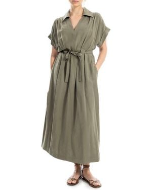 Max Studio Rolled Sleeve Midi Shirtdress - Green