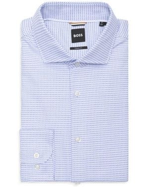 BOSS Hal Casual Fit Cotton Dress Shirt - Blue