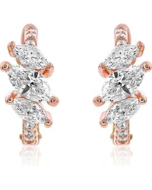 Suzy Levian Marquis Cubic Zirconia Huggie Hoop Earrings - White
