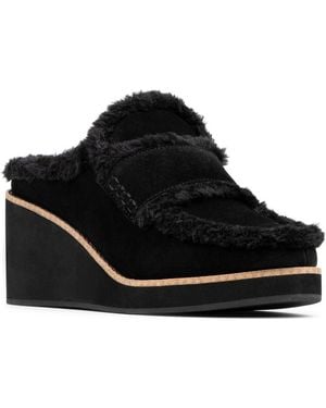 Donald J Pliner Faux Shearling Lined Wedge Clog - Black
