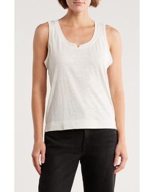 Democracy Notched Scoop Neck Tank Top - Natural