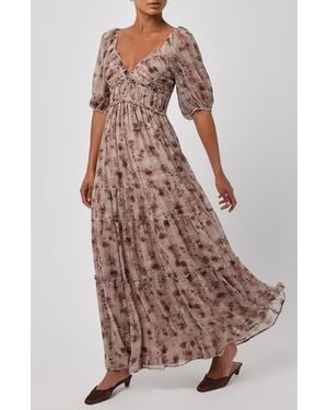 Lulus Madison Puff Sleeve Ruched Tiered Maxi Dress - Multicolor
