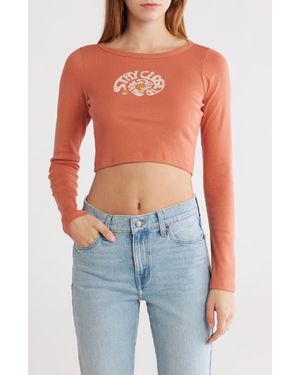 Billabong Close To You Long Sleeve Graphic Top - White