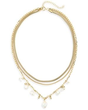 Nordstrom Rack Demi Fine Faux Pearl Charm Layered Necklace - Metallic