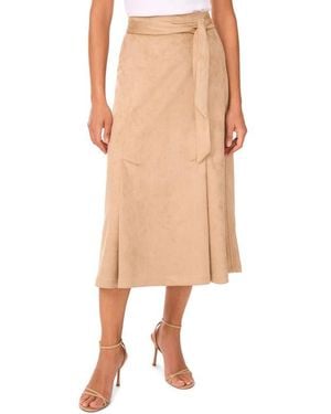 Halogen® Faux Suede Faux Wrap Skirt - Natural