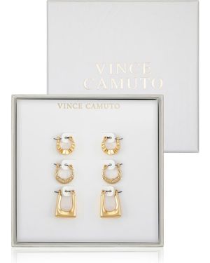 Vince Camuto Set Of 3 Hoop Earrings - White