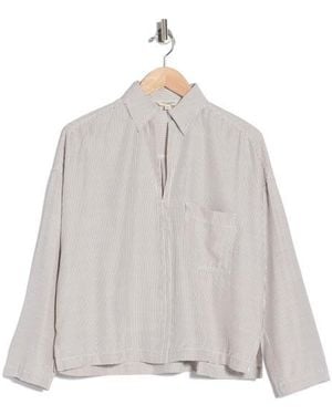 Max Studio Stripe Collared Top - Multicolor