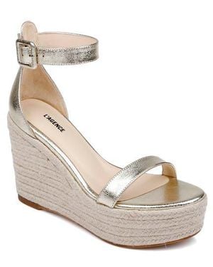L'Agence Avice Ankle Strap Espadrille Platform Wedge Sandal - Metallic
