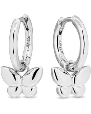 DEVATA Butterfly Hoop Earrings - White