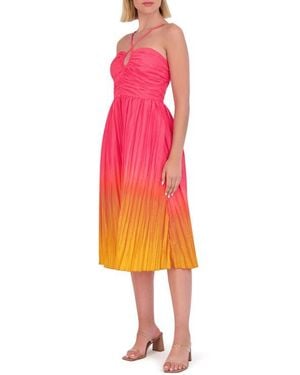 Vince Camuto Gradient Taffeta Halter Midi Dress - Pink