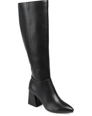 Journee Collection Landree Vegan Leather Block Heel Boot - Black