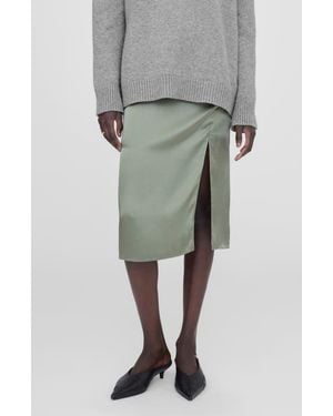 Anine Bing Jolin Silk Midi Skirt - Gray