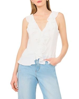 1.STATE V-Neck Ruffle Top - Blue