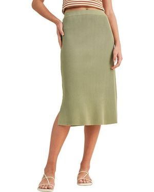 Wishlist Rib Knit Midi Skirt - Green