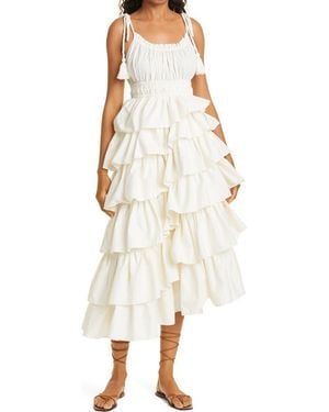 Ulla Johnson Estela Sleeveless Ruffle Dress - White