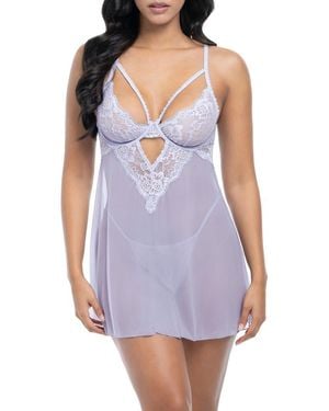 Oh La La Cheri Elsie Babydoll Teddy & G-String Set - Purple