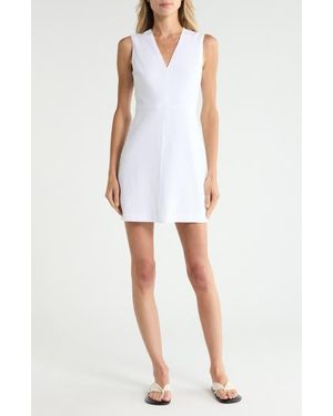 Theory Linen Blend Fit & Flare Dress - White
