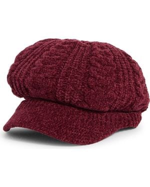 Nine West Chenille Slouchy Cable Knit Cap - Red