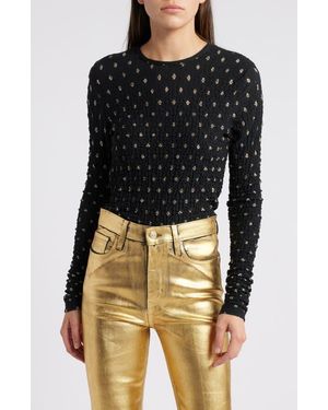 FRAME Metallic Textured Mesh Top - Multicolor