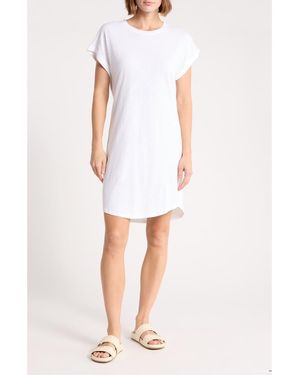 Bella Dahl Roll Sleeve Slub T-Shirt Dress - White