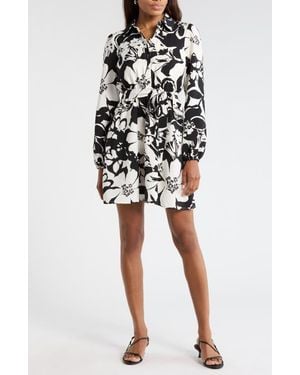 Sam Edelman Floral Long Sleeve Shirtdress - White