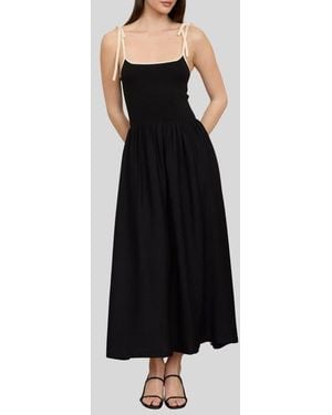 Blu Pepper Contrast Bow Strap Midi Dress - Black