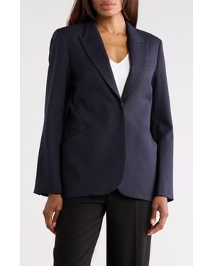 Twp Perfect Peak Lapel Wool Blend Blazer - Blue