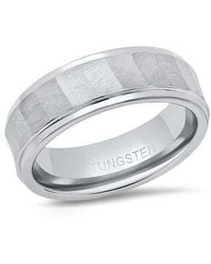 HMY Jewelry Faceted Brushed Band Ring - Metallic
