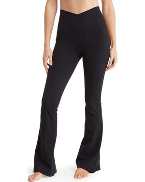 90 Degrees Superflex Madison Crossover Flared Leggings - Blue